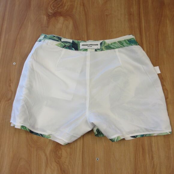 AMANDA UPRICHARD Wallace Beverly Linen Blend Shorts XS Banana Leaf Palm Leaves - Picture 10 of 13